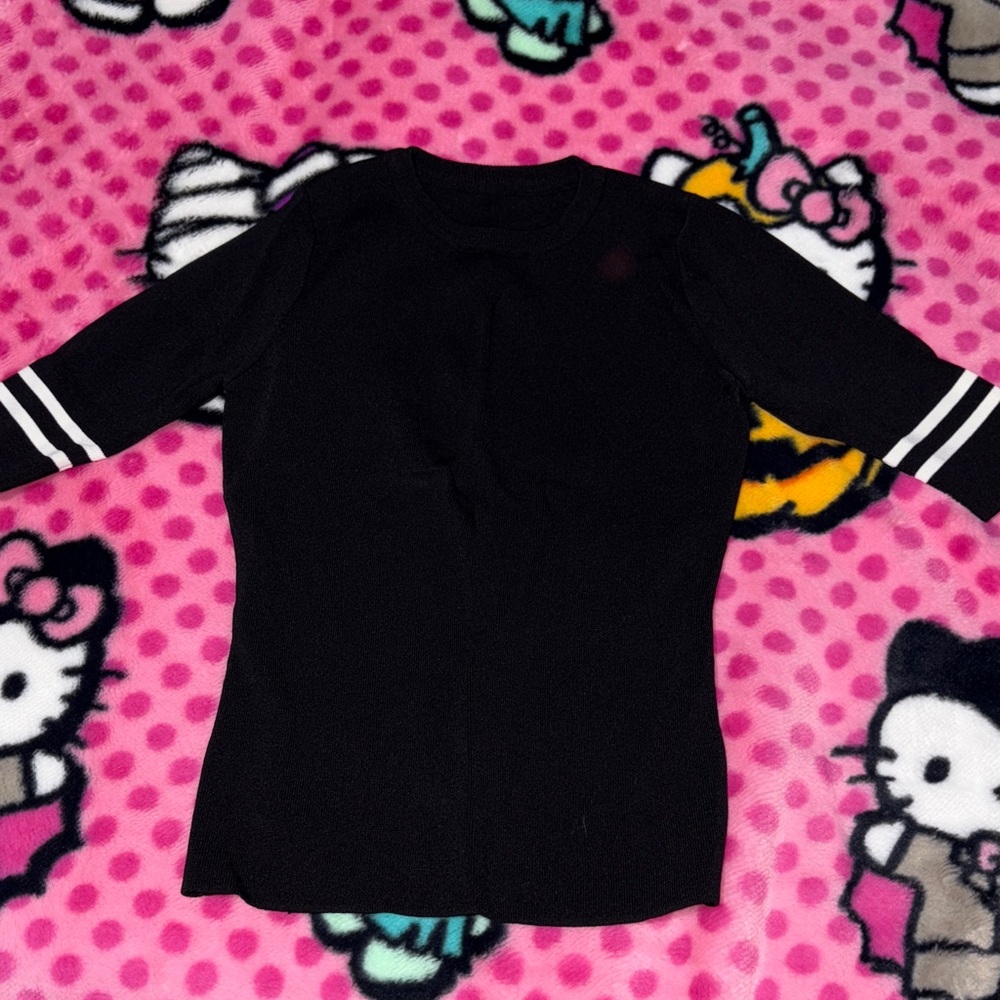 Black Long Sleeve Top with White Stripes